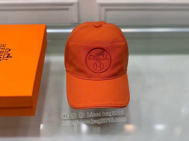 Hermes男女同款帽子 愛馬仕經典H橙色棒球帽鴨舌帽  mm1354